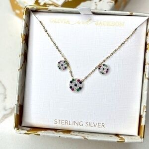 Olivia and Jackson NWT Necklace and Earring Set Gold Multicolor